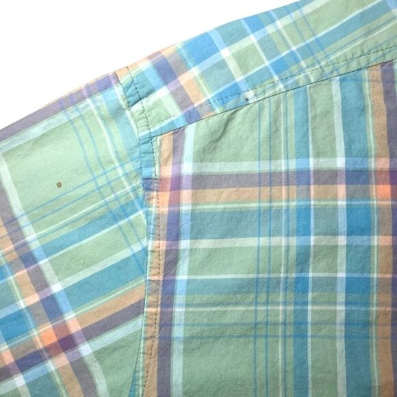 LL Bean Pastel Plaid Short Sleeve Button Down in Green/Blue/Purple/Peach Men’s L - Picture 5 of 8